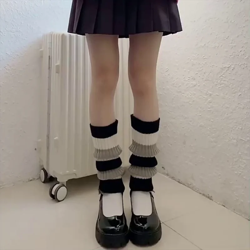 

Gyaru Leg Warmer Striped Leg Warmers Women Jk Lolita Knitted Leg Covers Warm Winter Stockings Y2k Harajuku Boots Sleeves Hosiery