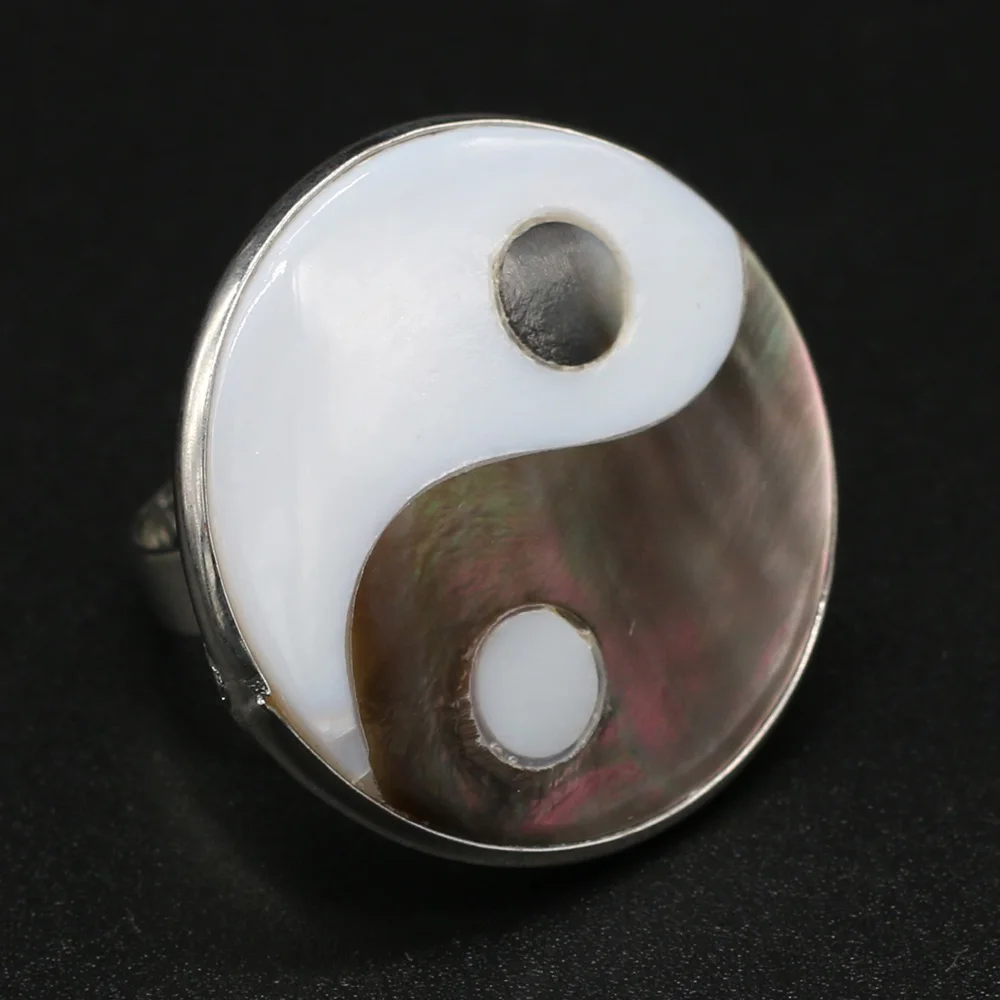 

4PCS Wholesale Price Round Natural Freshwater Shell Gossip Ring Religious For Jewelry Making DIY Exquisite Rings Accessories