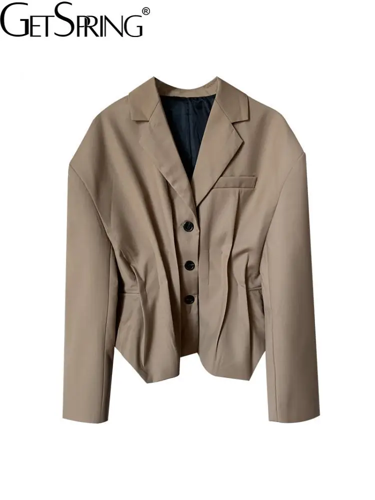 Весенний женский Блейзер GetSpring 2024 темпераментный однобортный костюм с