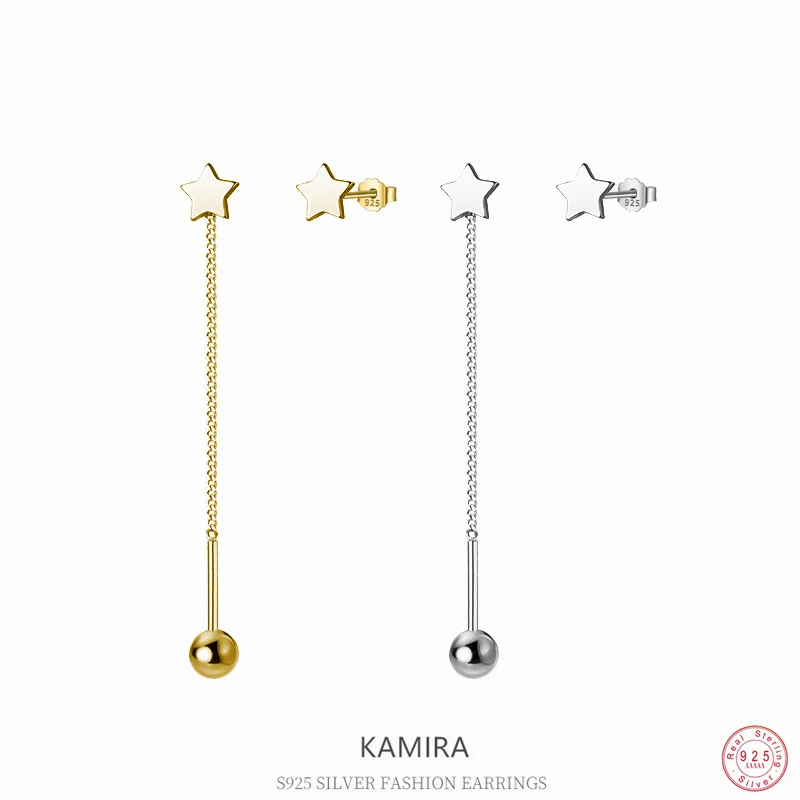 

Серьги-подвески женские Асимметричные из серебра 925 пробы, со звездой