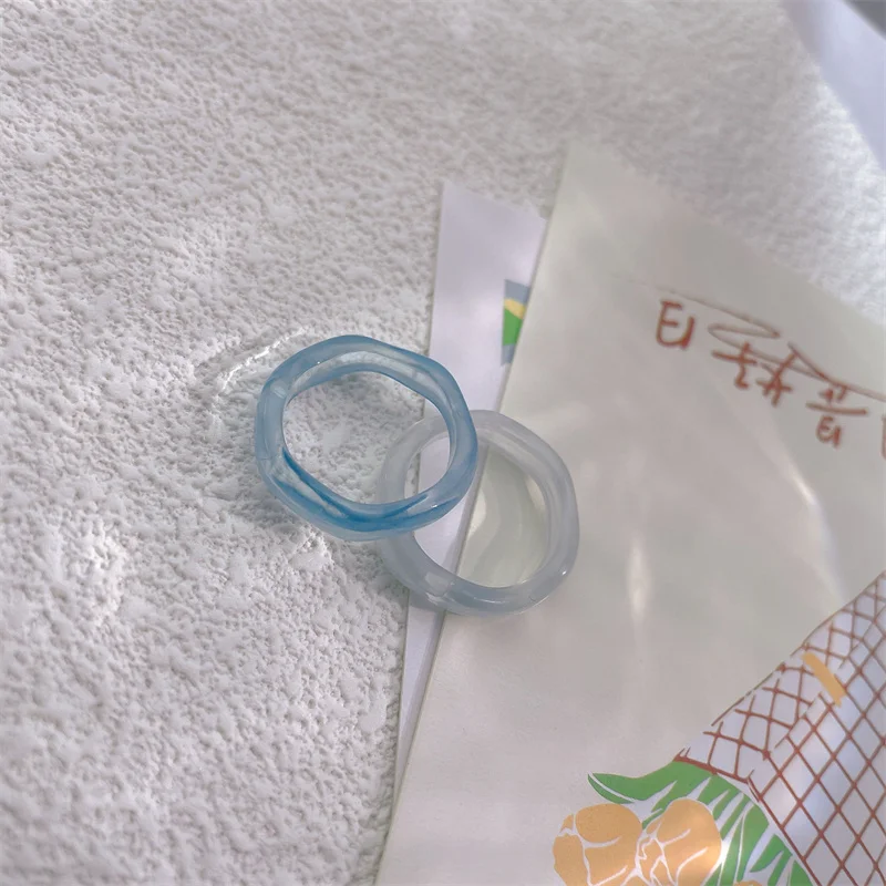 

Cheap Fashion Light Blue Color Resin Geometry Shape Rings Set Womens Opening Adjustable Ring Party Birthday Gift Jewellery