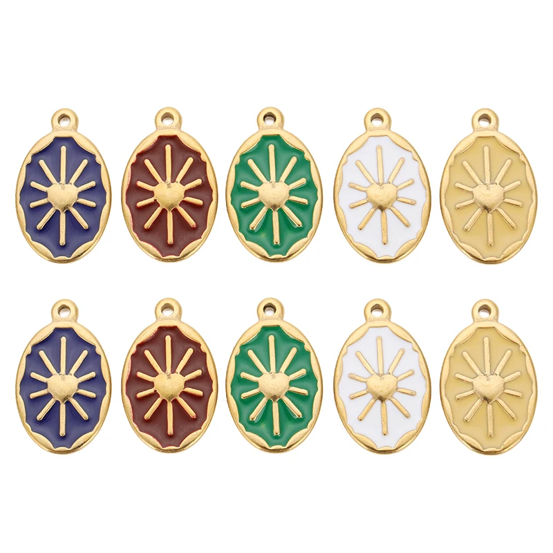 

Овальные эмалевые подвески в форме сердца из нержавеющей стали, 5 шт., Подвески для изготовления ожерелья, аксессуары для изготовления ювели...