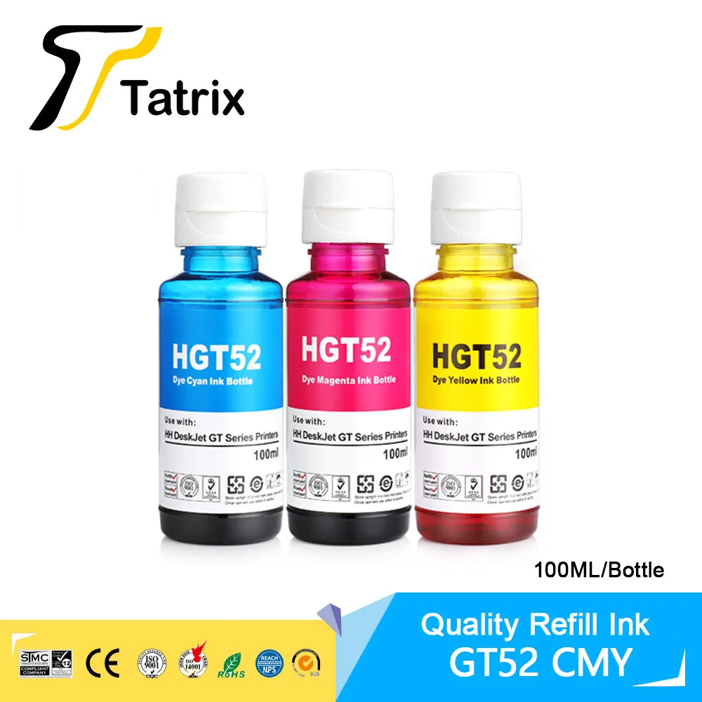 Набор чернил Tatrix Refill Dye для HP GT51 GT52 GT5810 GT5820 чернильного резервуара