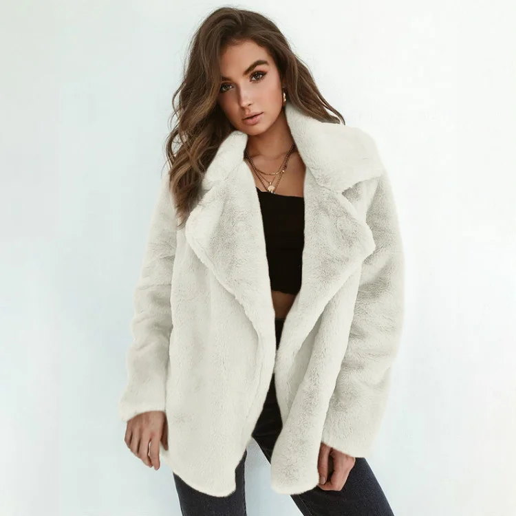 2020 new rabbit fur imitation fur coat suit collar fashion medium and long imitation fur coat warm fur