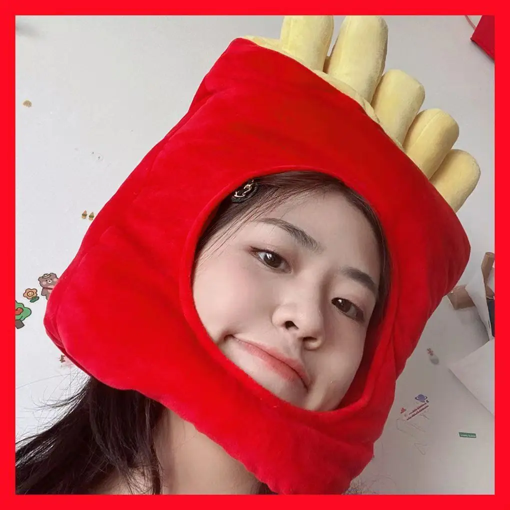 CreativeCute мультяшная короткая плюшевая шляпа фри новинка костюм платье шапка