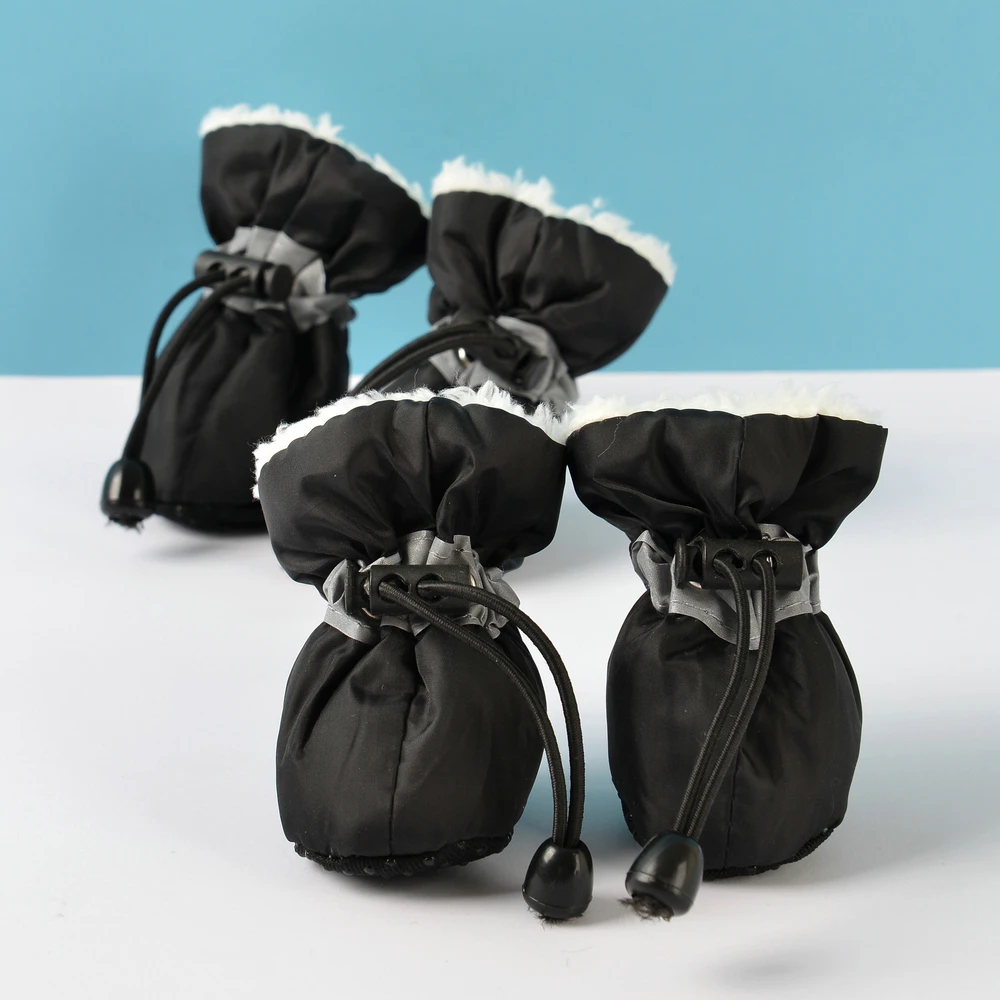 

4pcs/set Waterproof Winter Pet Dog Shoes Anti-slip Rain Snow Boots Footwear Thick Warm For Small Cats Puppy Dogs Socks Booties