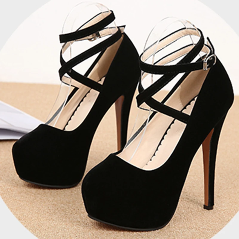 

New Fashion Pumps Women Flock Brand Platform Plus Size High Heel Shoes Nightclub Ladies 14cm Heel Luxury Pumps Shoes