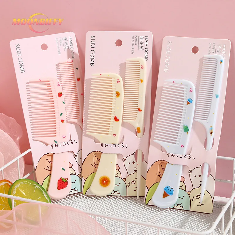 

2pcs/set Cute Kids Hairdressing Comb Anti-static Pointed Tail Comb for Girls Strawberry Fruit Hair Cmb Kids Hair Comb Baby Care