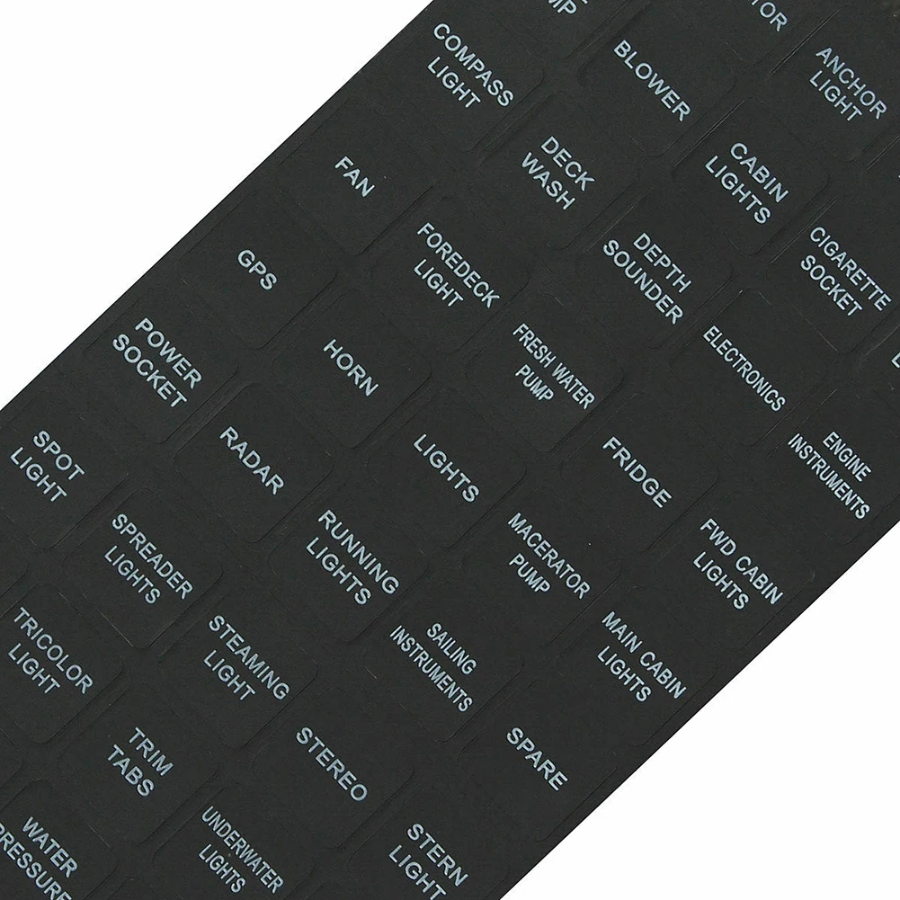 

Universal Durable Fast Delivery Panel Decals Instrument 15mm(L) X 15mm(W) 45pcs/set Black GPS SPOT LIGHT USB SOCKET