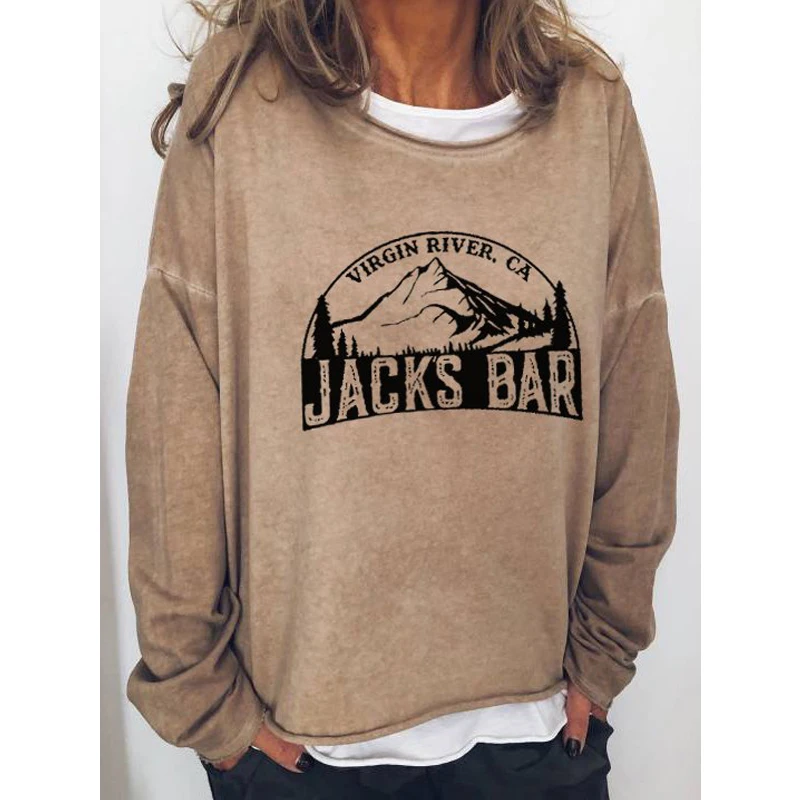 

Rheaclot Virgin River Jack's Bar Women's Cotton Tops Female Funny Cute Long Sleeves Sweatshirt