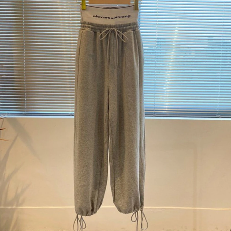 

EVLOOKS High Elastic Waist Black Brief Long Wide Leg Pants Elatic Waist New Loose Fit Trousers Women Fashion Tide 2022 AW L108