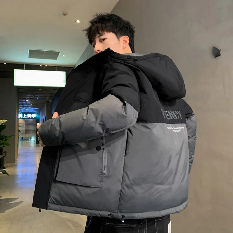 Warm cotton coat coat men's 2023 new trend silk down cotton coat men's coat thick warm cotton coat men winter cotton-padded jack