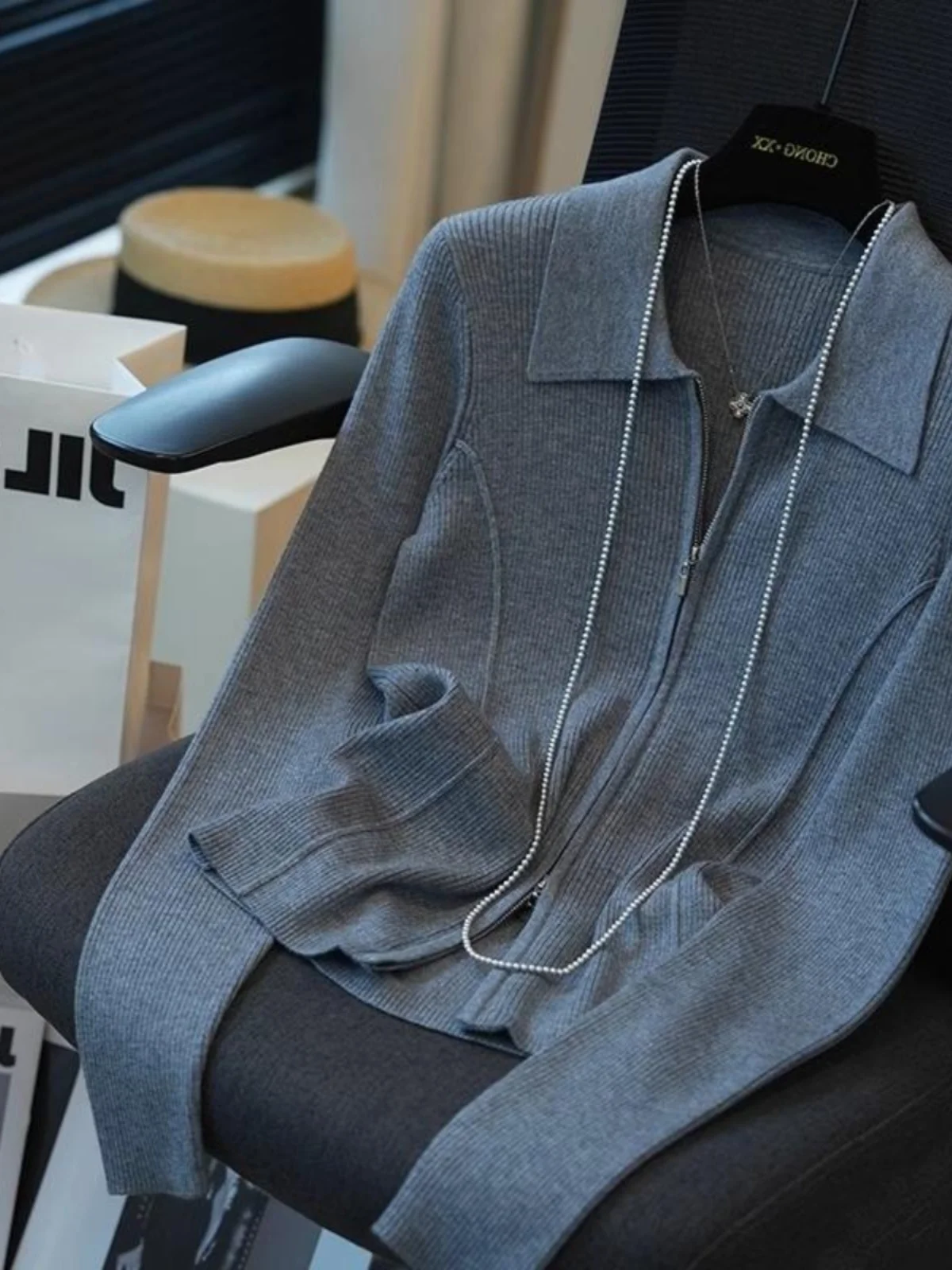 [В наличии] Женский вязаный кардиган из ангоры с длинными рукавами осень 2024 новая