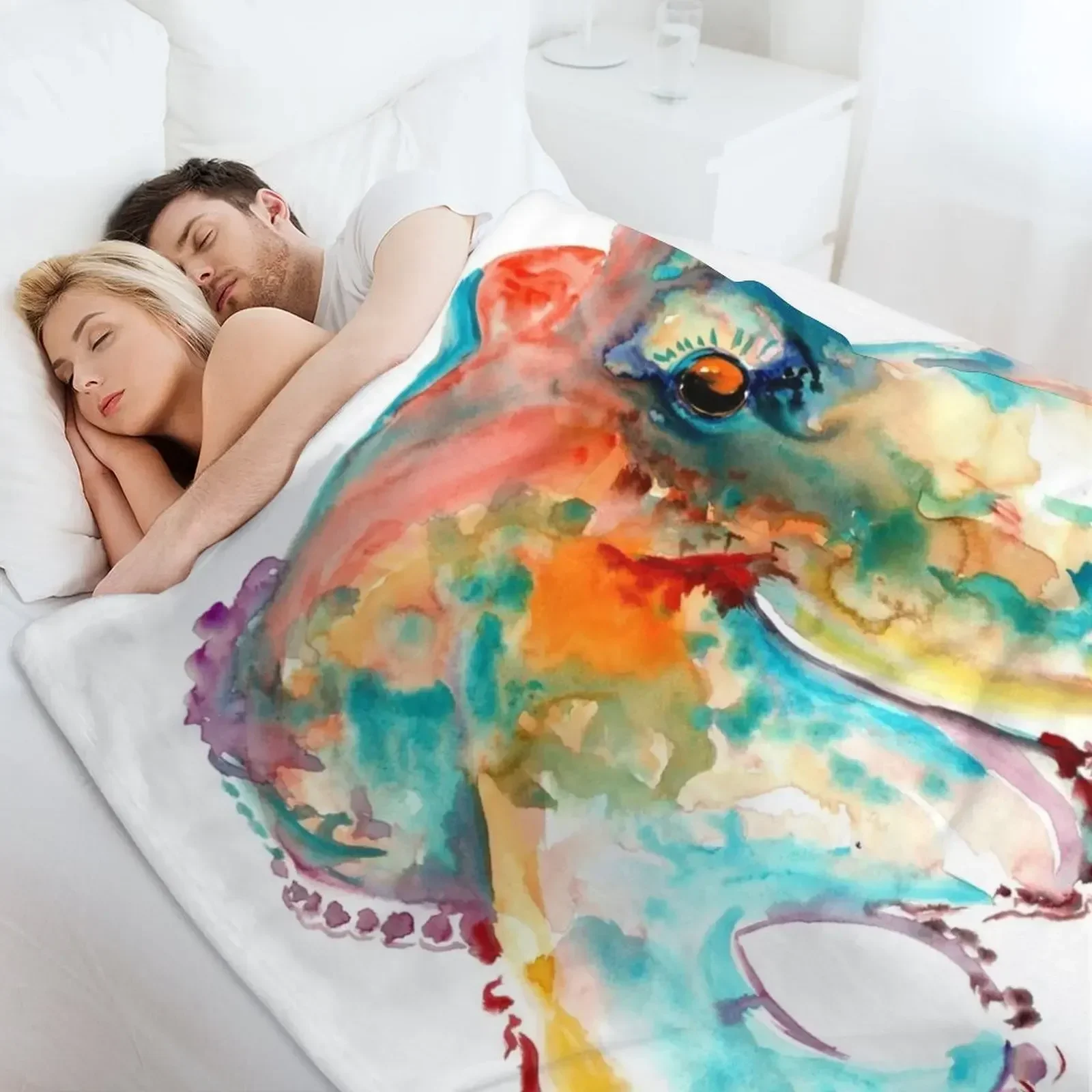 Оранжевое бирюзовое одеяло с осьминогом фланелевые одеяла ворсом для волос