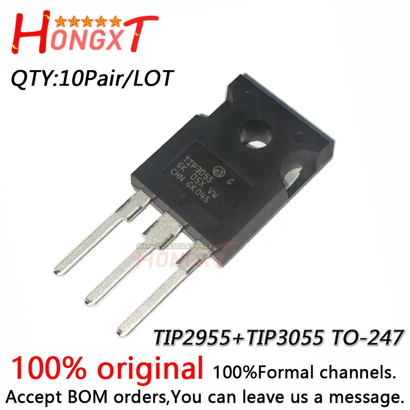 10 шт. 100% новый усилитель мощности TIP2955 + TIP3055 TO-247 транзистор 15 а 100 в (20 шт. = 10 пар) 10 шт. 100% новый усилитель мощности TIP2955 + TIP3055 TO-247 транзистор 15 а 100 в (20 шт. = 10 пар)