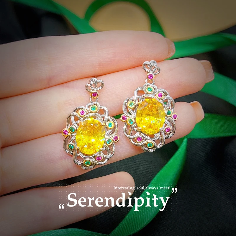 

Exquisite Special Ladies Drop Earrings Inlay Yellow Oval Cubic Zirconia Fashion Women Wedding Engagement Banquer Party Jewelry