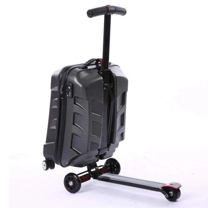 

21 inch password Lock Scooter Luggage Aluminum Suitcase With Wheels Skateboard Rolling Luggage Travel Trolley Case