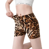 leopard print safety shorts slimming pants summer cool milk silk three point pants close fitting comfortable womens leggings