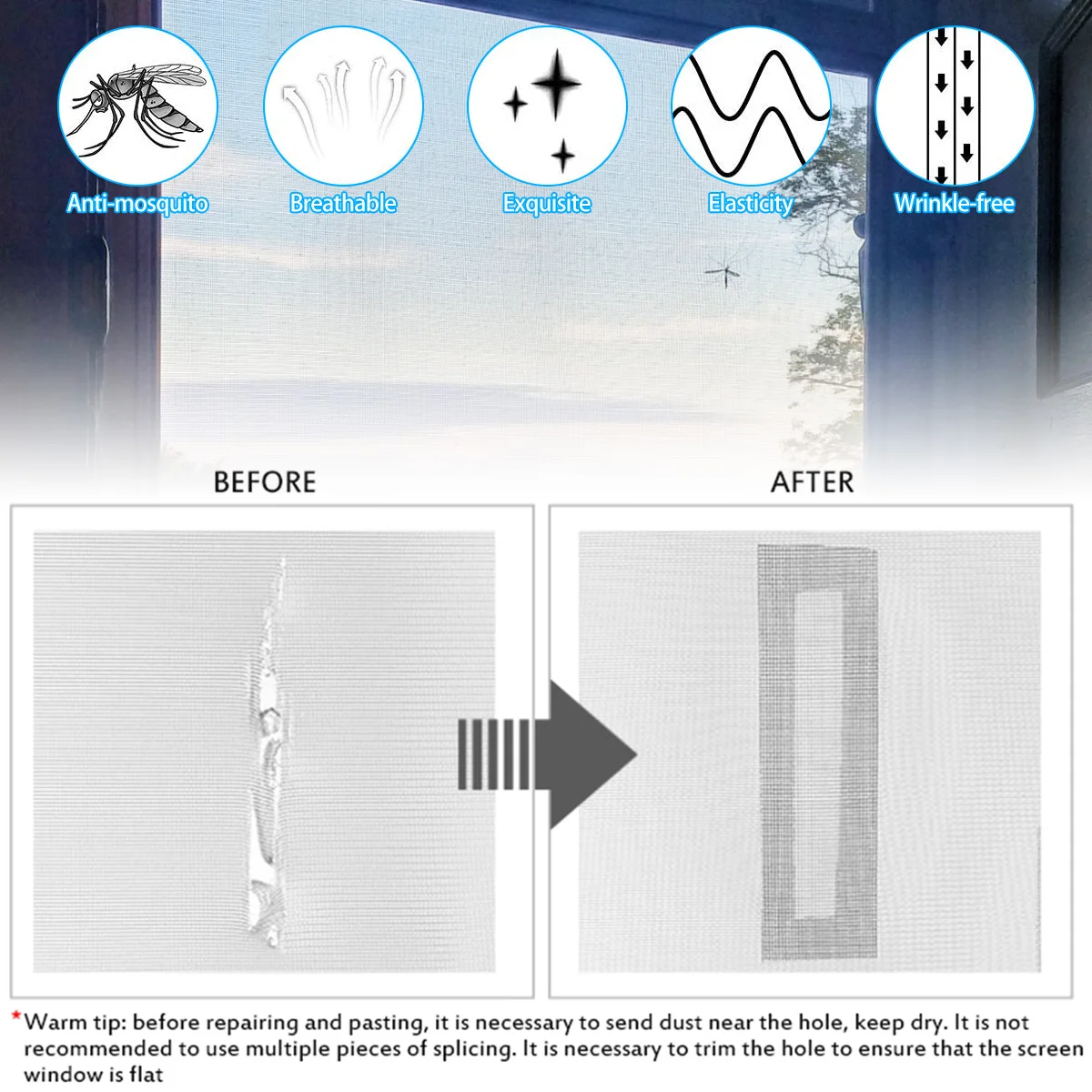 2 м x 5 см ремонтная лента для экрана двери окна прочная самоклеящаяся сетка