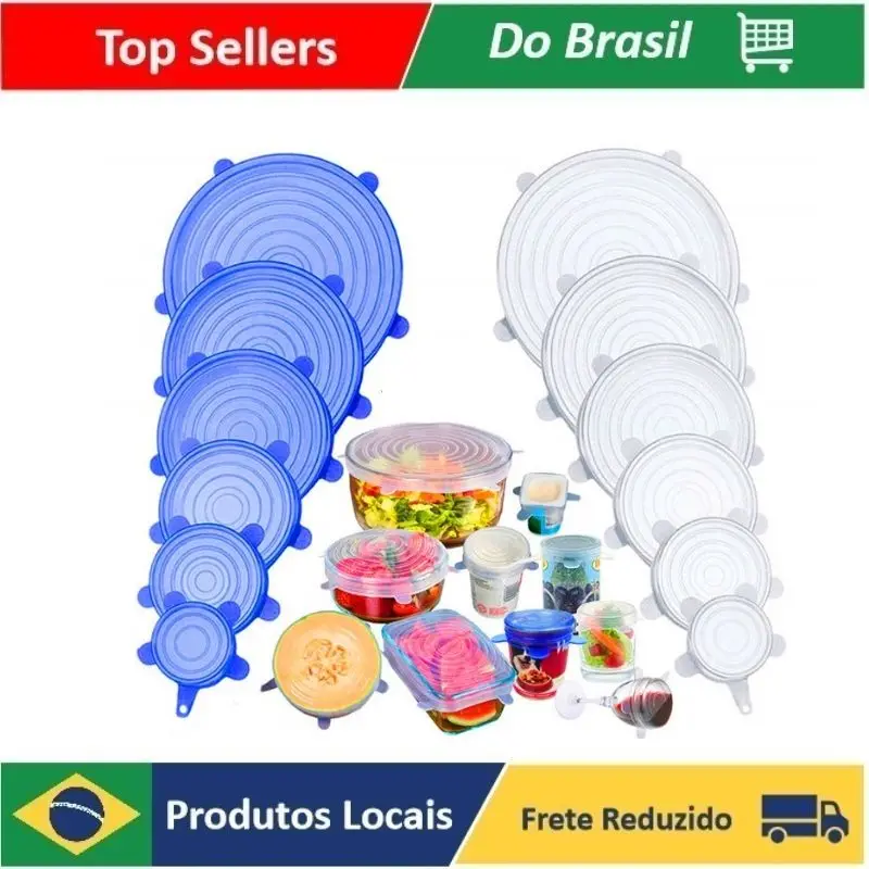 

Kit 6 Tampas Panela Silicone Universal Reutilizável