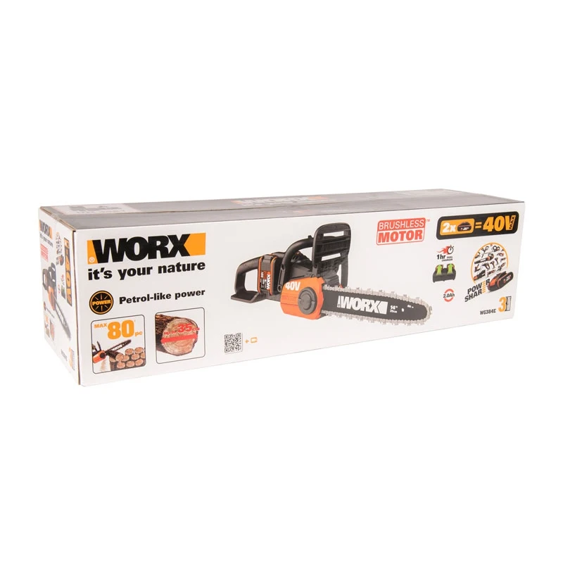 Цепная пила аккумуляторная WORX WG384E.9 40В 35 см бесщеточная без АКБ и ЗУ | Инструменты