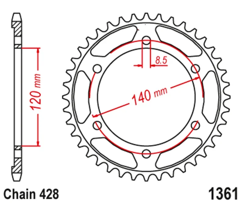 Задняя звездочка для мотоцикла Honda XLR250R XLR 250R Baja MD20 MD22 428-49T