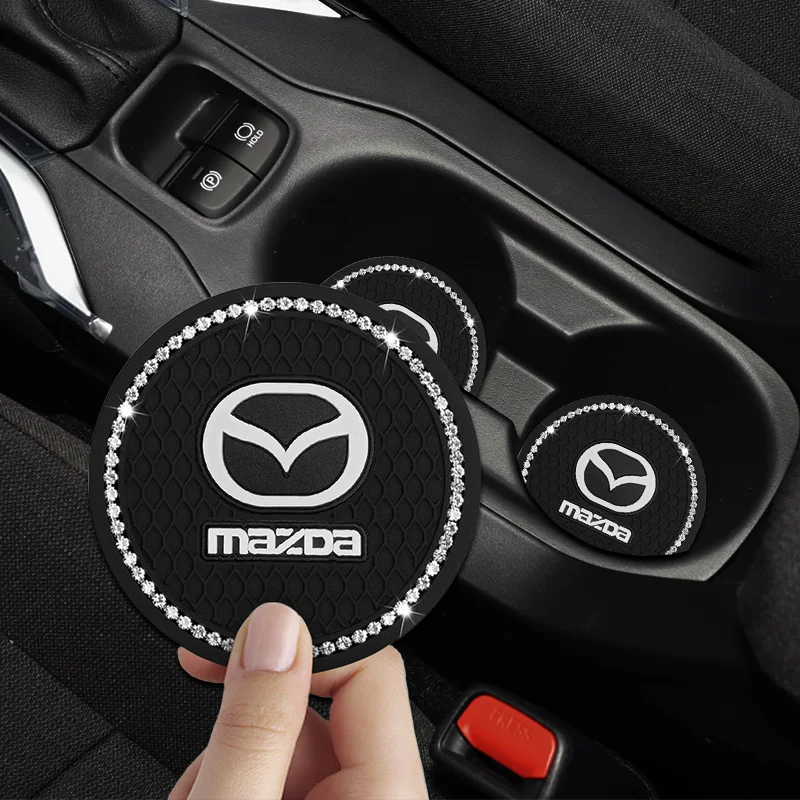 

2pcs Car Non-slip Rhinestone Rubber Mat Water Cup Pad Auto Accessories for Mazda 5 8 6 Axela Atenza CX-3 CX-4 CX-5 CX5 CX-7 CX-9