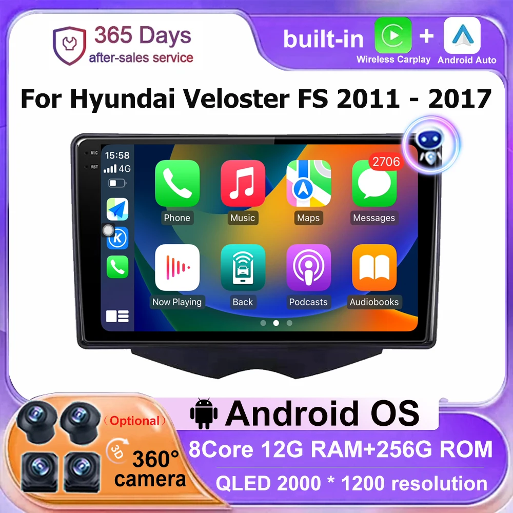 Для Hyundai Veloster FS 2011-2017 Android Авто Радио Carplay GPS Навигация Стерео Мультимедийный Плеер