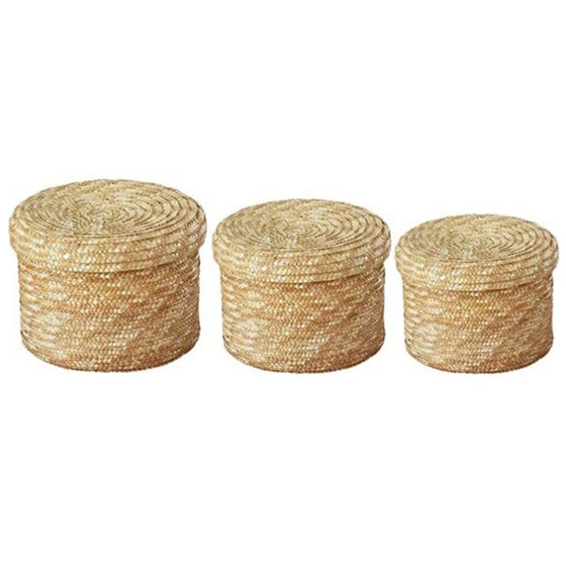 

Соломенная искусственная с крышкой Органайзер для закусок коробка для хранения корзины для белья ротанговая корзина для хранения цветов