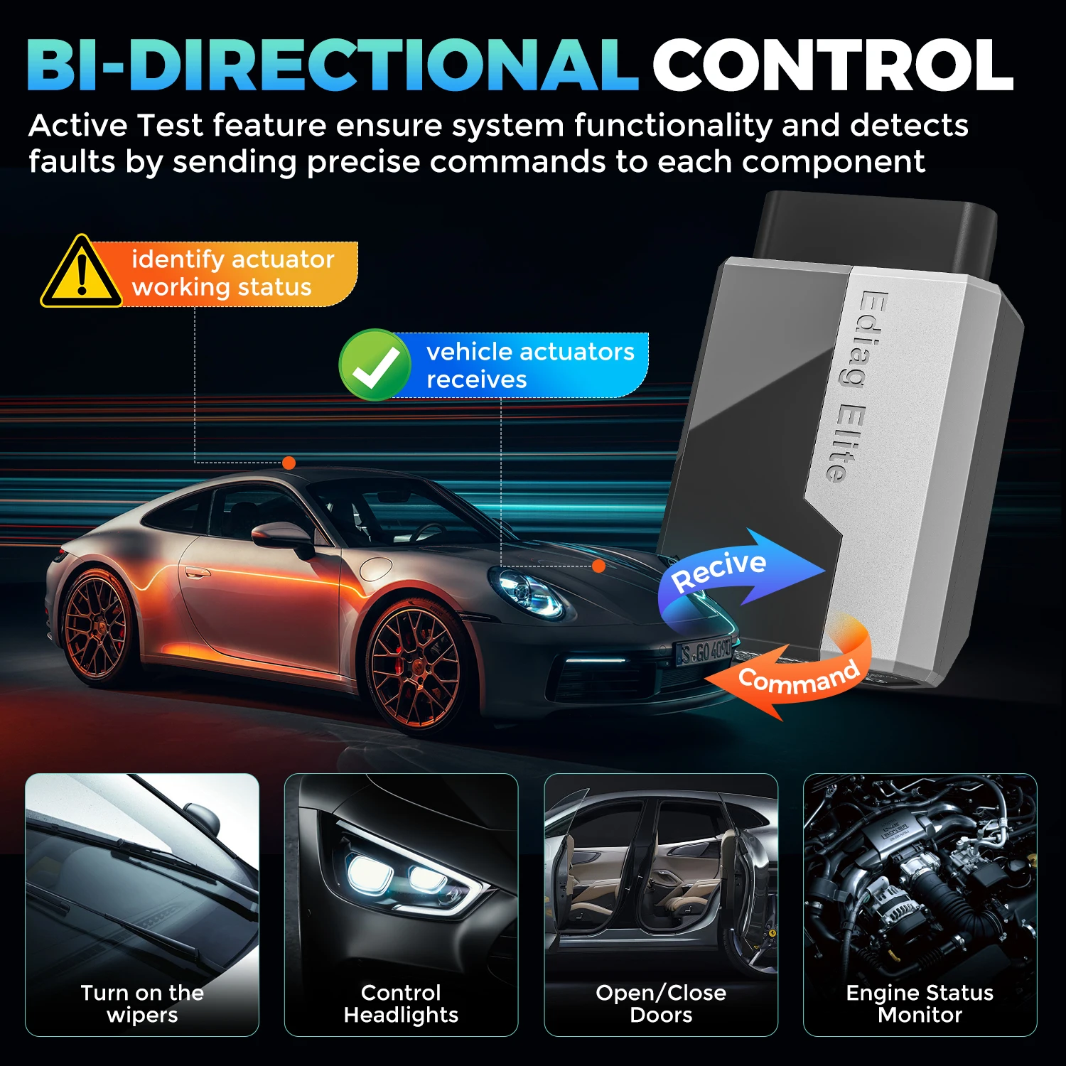 Фото Сканер OBD2 KINGBOLEN EDIAG Elite Bluetooth, полная диагностика системы, 15 функций сброса, без подписки, пожизненные бесплатные обновления, iOS/Android №4