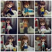 fashion 11 5 doll accessories for blythe clothes outfit set coat jacket t shirt top skirt trousers for blyth doll dress 16 toy