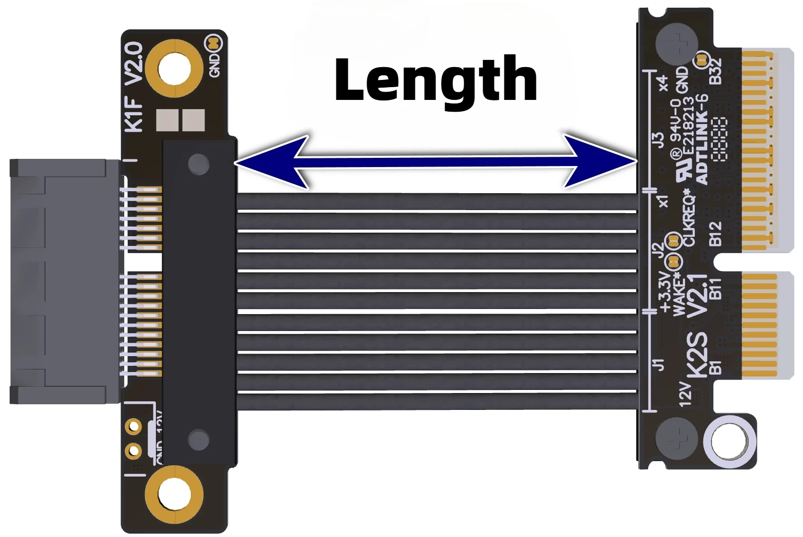 Кабель-удлинитель PCI-E 5.0 x4 на x1, адаптер PCIe 5.0 x1 Gen5 32 Гбитс, кабель-райзер, поддержка сетевых карт, HDD, SSD, USB-накопителей (art.: 3920dc3635ca2) - 3920dc3635ca2