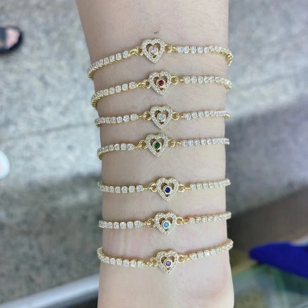 

5 шт. минималистичный Теннисный браслет с сердцем/глазом из циркония для женщин, ранние браслеты и браслеты, мужские ювелирные изделия, пода...