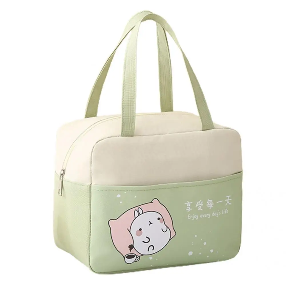 

Handle Design Utility Cartoon Thermal Bento Bag Outer Pocket Lunch Bag Water-resistant for Daily Use