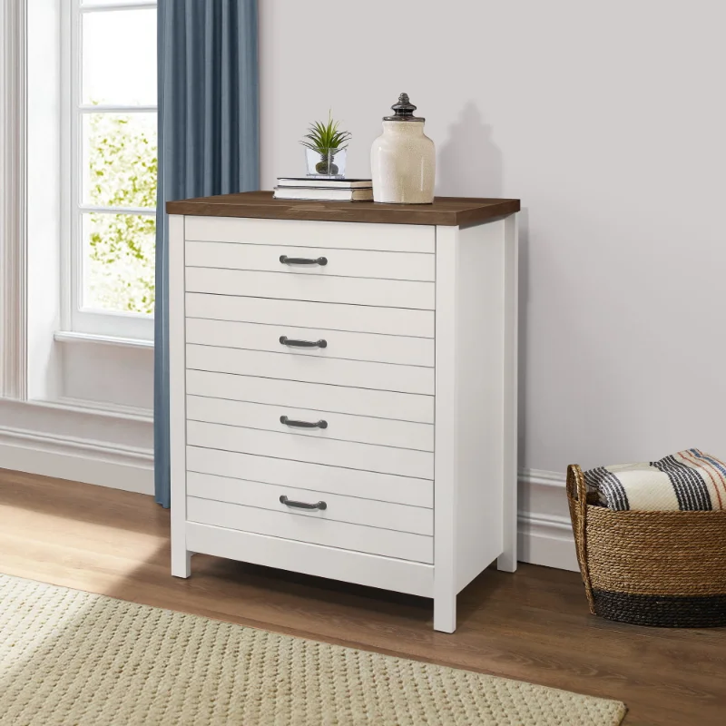 

Lancaster Farmhouse 4-Drawer Dresser, Ivory & Oak, by Hillsdale Living Essentials
