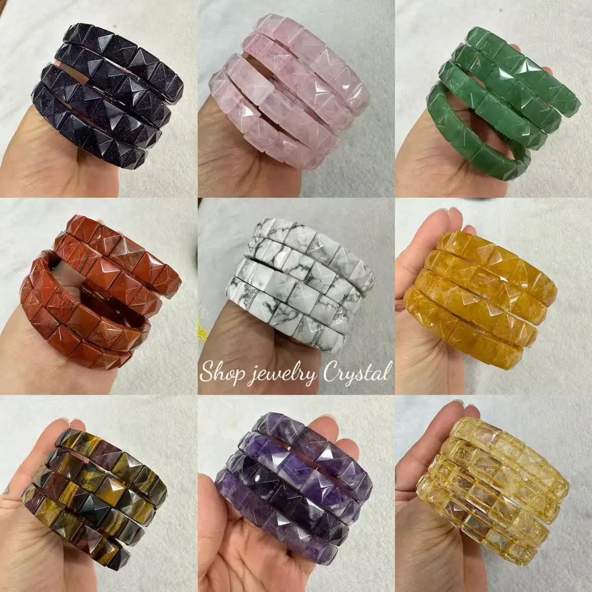 Натуральный 10x10 мм квадратная форма пирамиды граненый камень кристалл цитрин