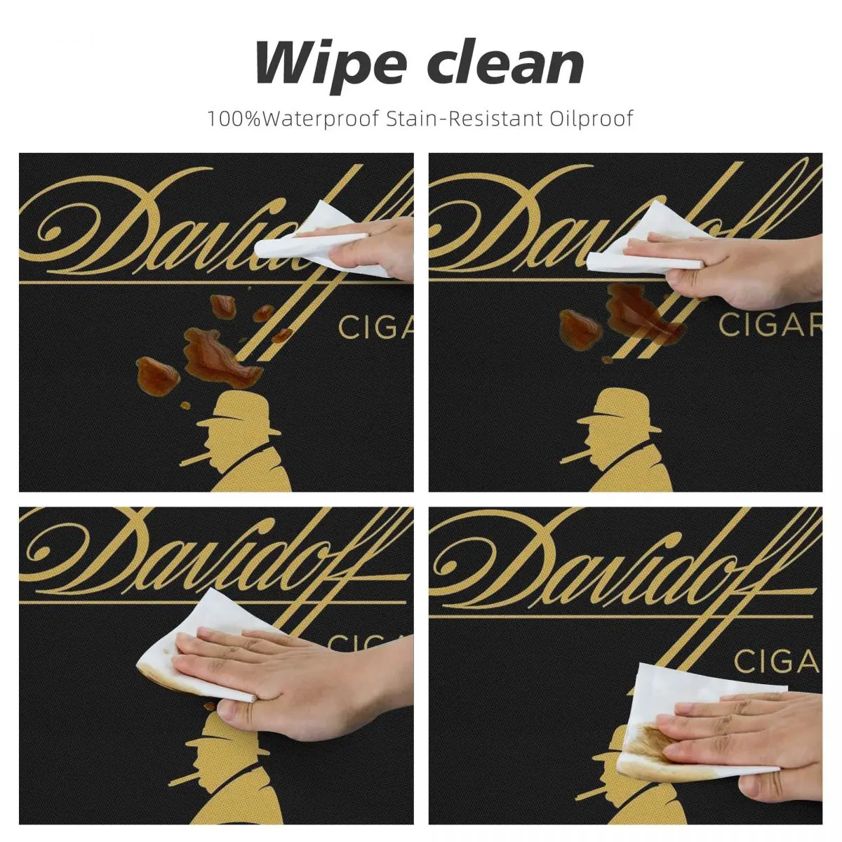 Фото Водонепроницаемая круглая скатерть Davidoff Cigars Black, маслостойкая, для кухни, мероприятий, обеденного стола №5