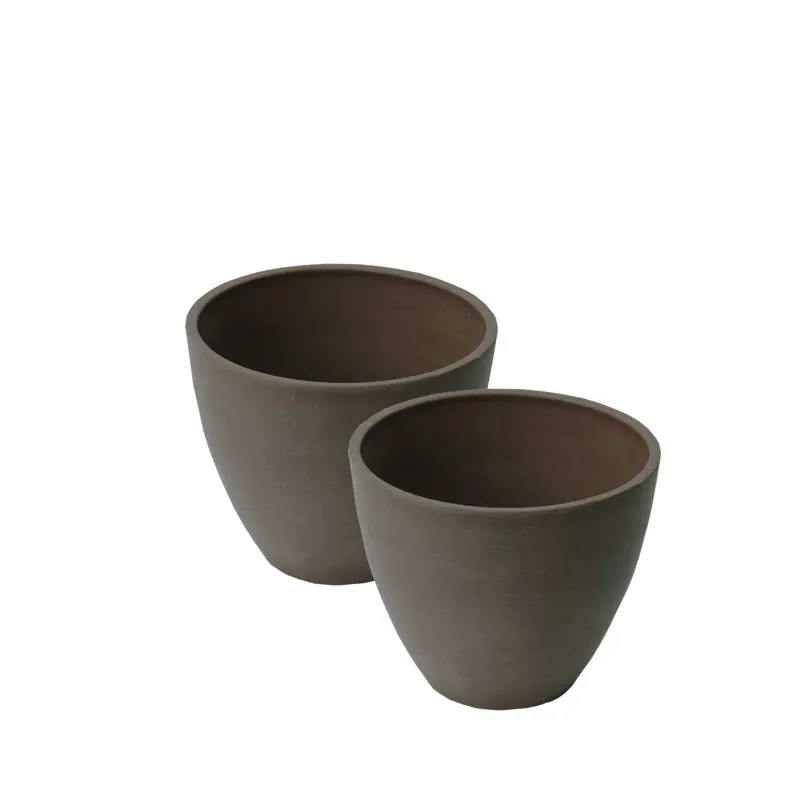 

Valencia Planter, 2 Round Taper Curve Planters 10-In. Diameter by 8.3-In.H, Spun Chocolate, 2 Pack