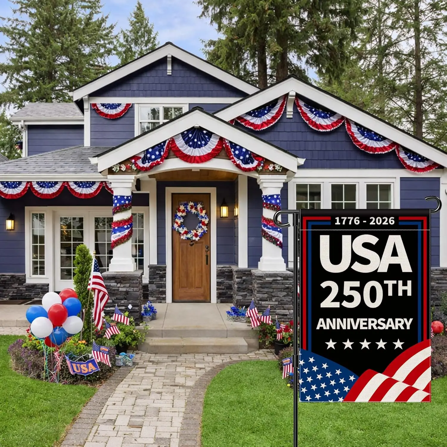 Фото Флаг США для сада, 250-летие, баннер ко Дню независимости, патриотический флаг свободы, двусторонний водонепроницаемый флаг для двора, 1 YYX №3