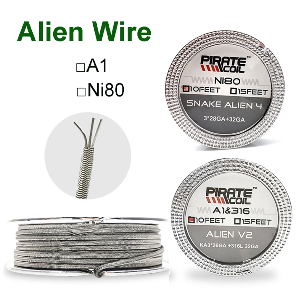 

Original Pirate Coil Wire Alien V2 Snake Alien 4 A1 NI80 SS316 15 Feet DIY Coil for RDA Rebuildable Heating Accessories