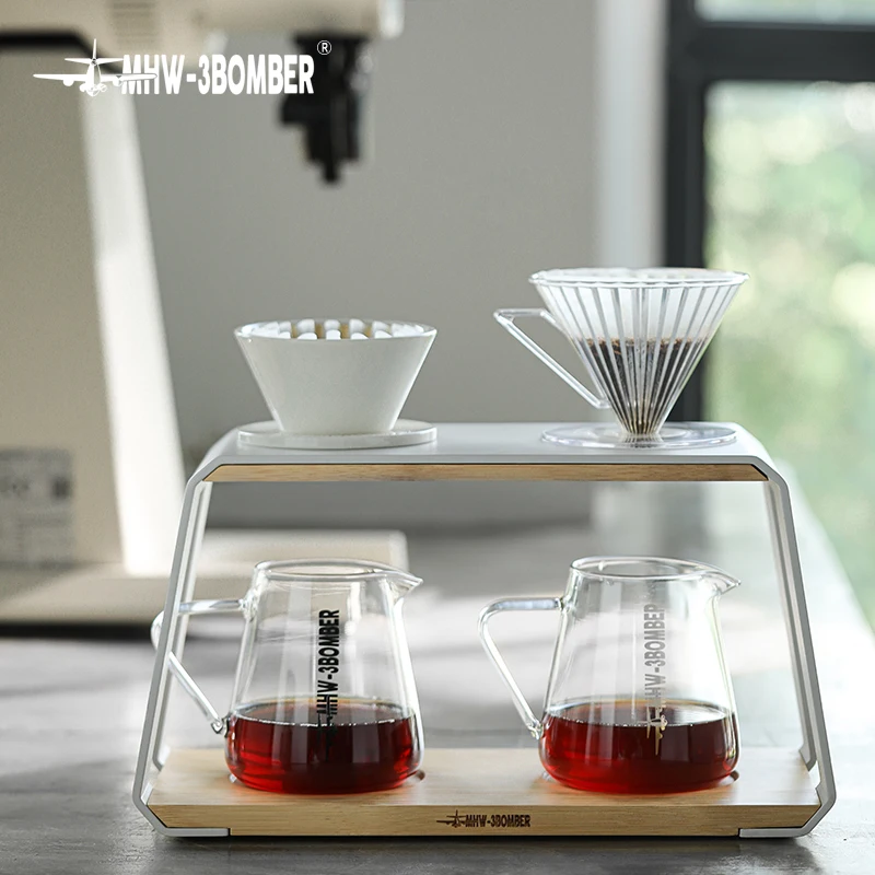 

V60 Filter Cup Drip Station Espresso Pour Over Dripper Stand Double-hole Dripping Filters Holder Rack Coffee Distributor