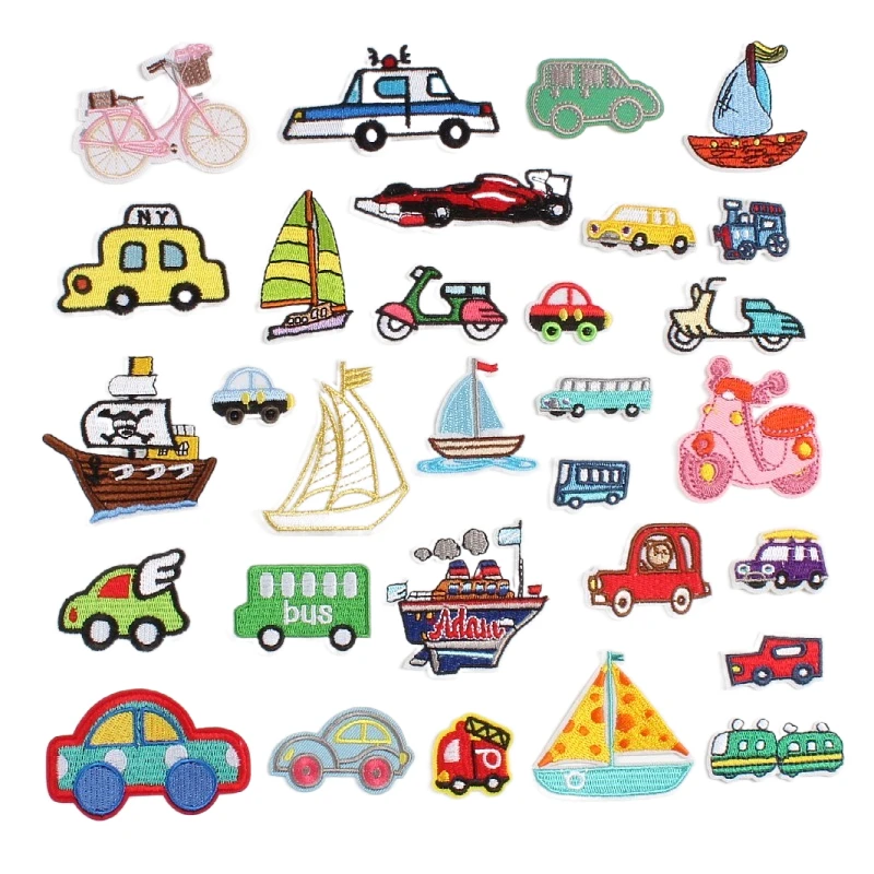 

Cartoon Car Iron On Patch On Clothes Embroidered Patches For Clothing Thermoadhesive Patches Ship Bus Patch Clothes Badge New