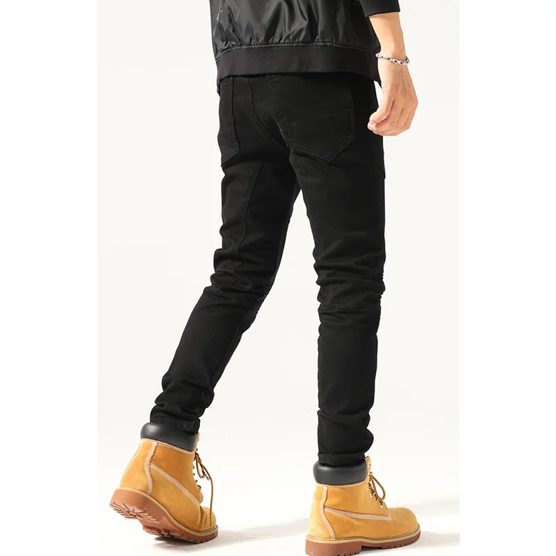 Streetwear Men  Autumn and Winter New Pattern Self-cultivation Elastic Force Black Jeans 2022 Recreational Pencil Pants Female