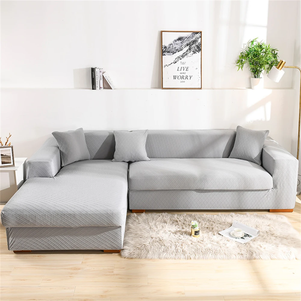 

Elastic Sofa Cover for Living Room Geometric L-Shape Corner Couch Cover Knittd Stretch Slipcover 1/2/3/4 Seater Chair Protector