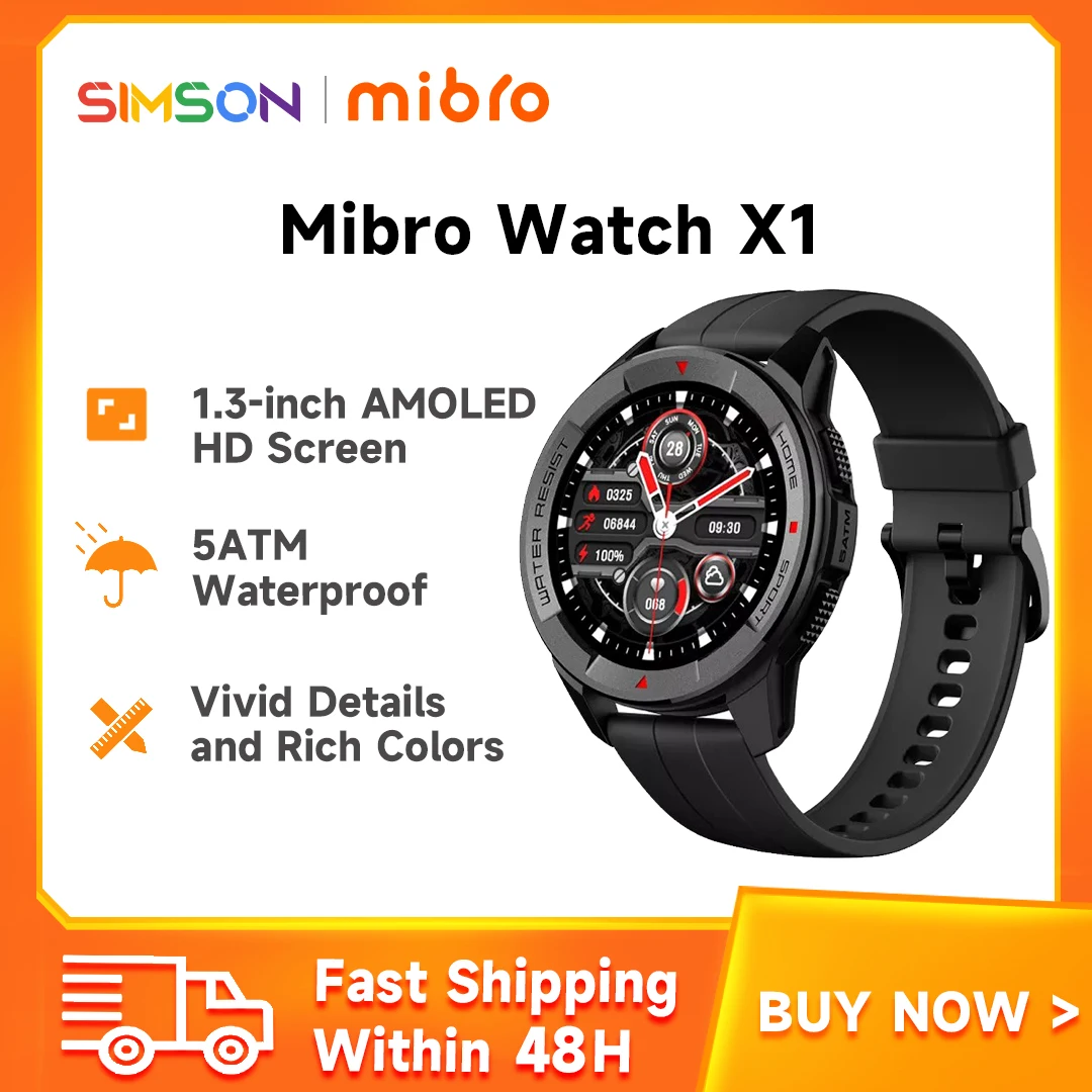 

Смарт-часы Mibro X1 для мужчин и женщин, водонепроницаемые, с Amoled экраном, 5 АТМ, поддержка нескольких языков
