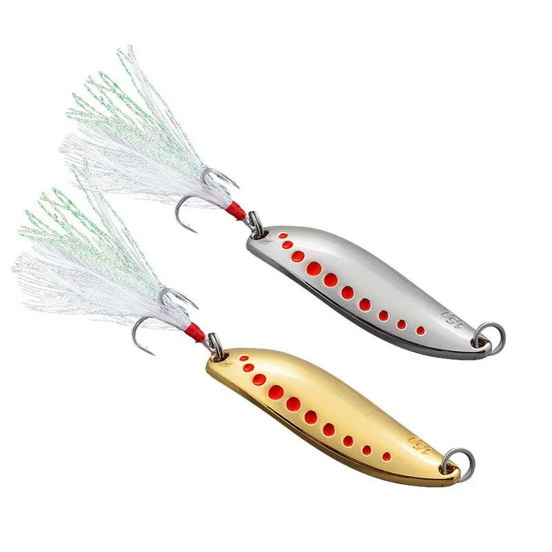 10/20/30 pcs Metal Vib Leech Spinners Spoon Lures 5g-20g Artificial Bait With Feather Hook Night Fishing Tackle for Bass Pike