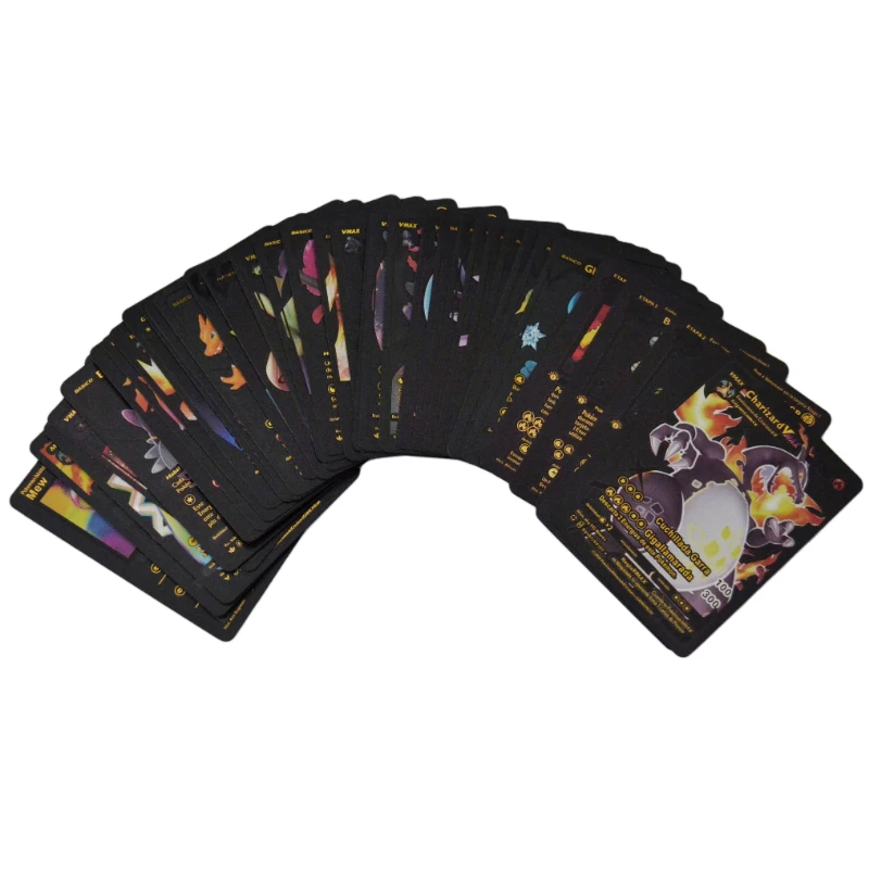 11-55 Pcs/Set Spanish Pokemon Metal Cards Box Golden Letter Pikachu Charizard VMAX GX TCG Game Collection Rare Shiny Toys |