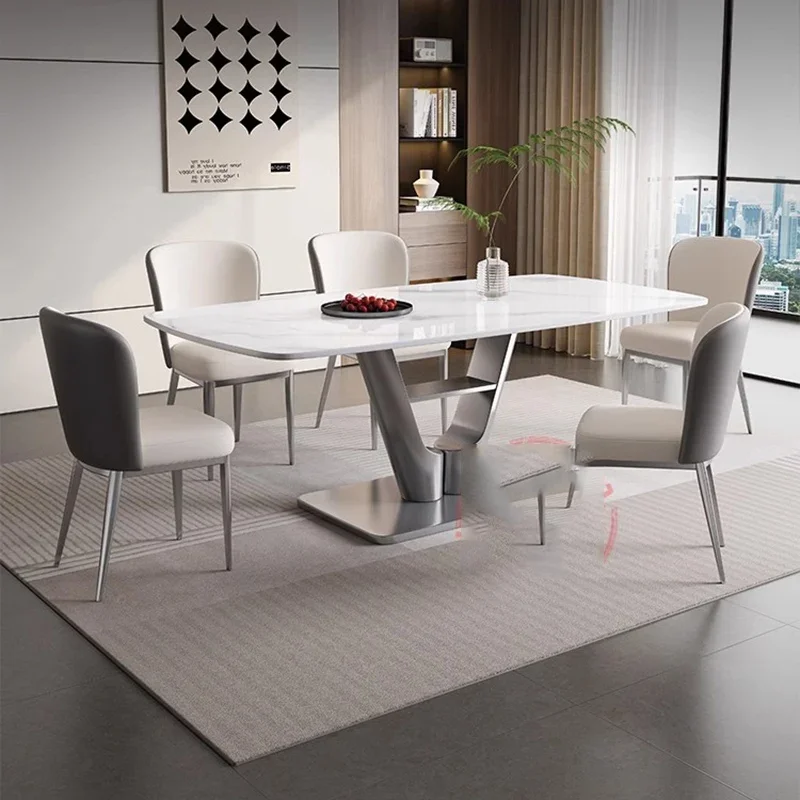 Прямоугольный роскошный обеденный стол уникальные водонепроницаемые белые