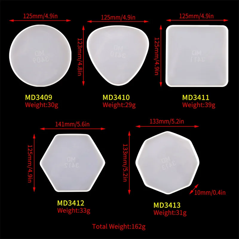 Multi-style Geometric Coaster Mold Triangle Round Square Tray Silicone Molds Resin Epoxy Crystal Gypsum Cement Table Mould Gifts images - 6