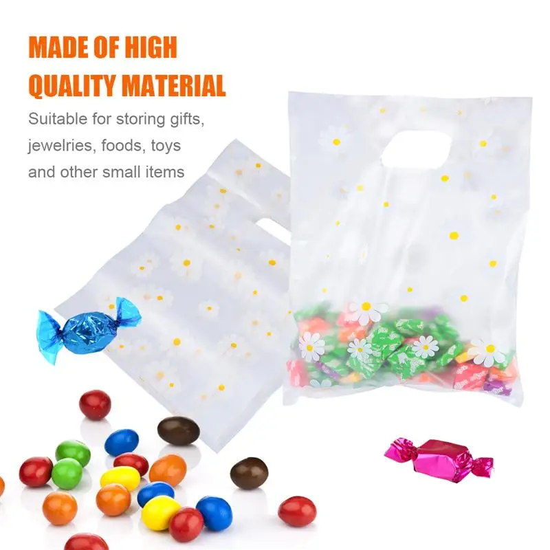 

100pcs Flower Pattern Plastic Bags One-off Plastic Tote Bag Chic Gift Bags